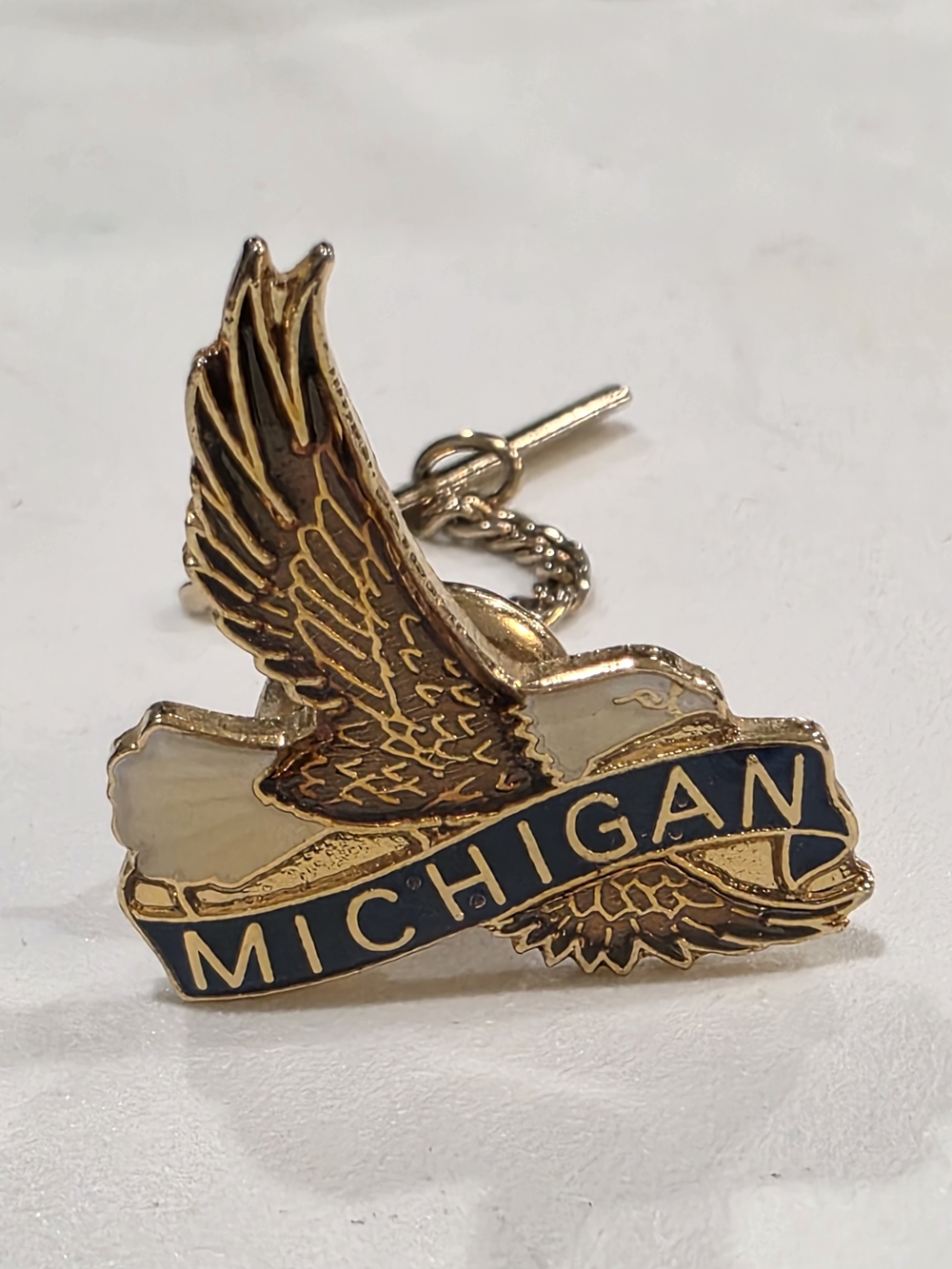 Michigan Eagle Enamel Pin Avon - Gold & Navy